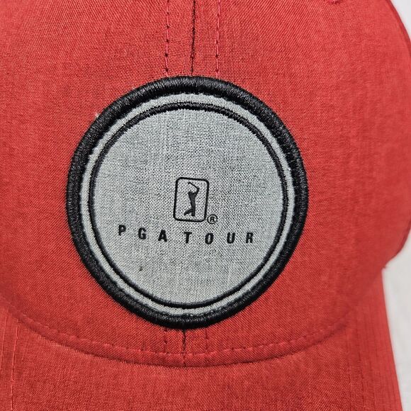 PGA Tour Pro Series Patch Tango Red Adjustable Golf Hat Cap Breathable Snapback - Picture 5 of 15